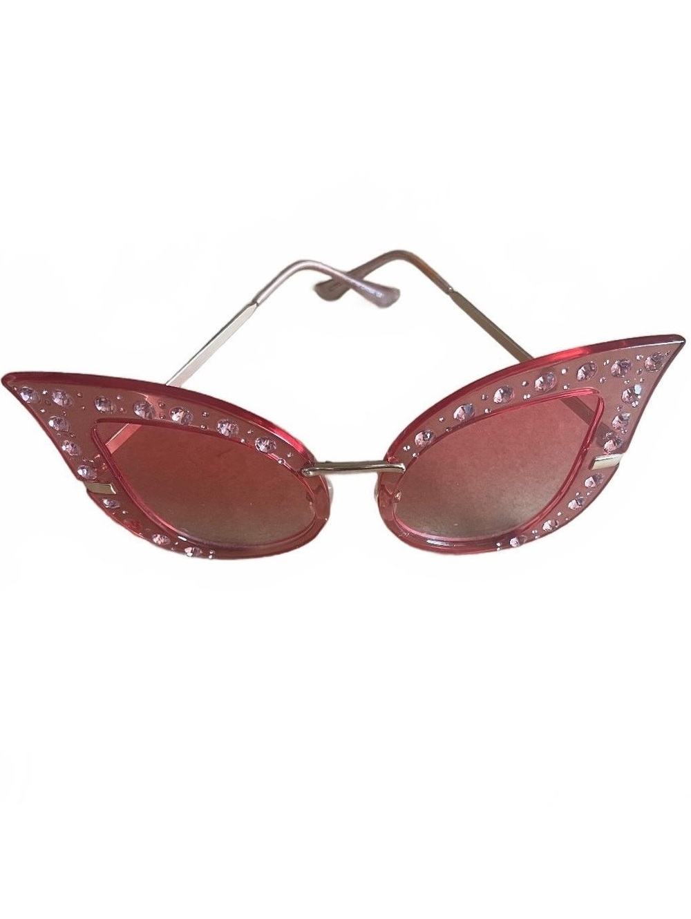 Unique Pink Cat-Eye Sunglasses with Rhinestone Embellishments